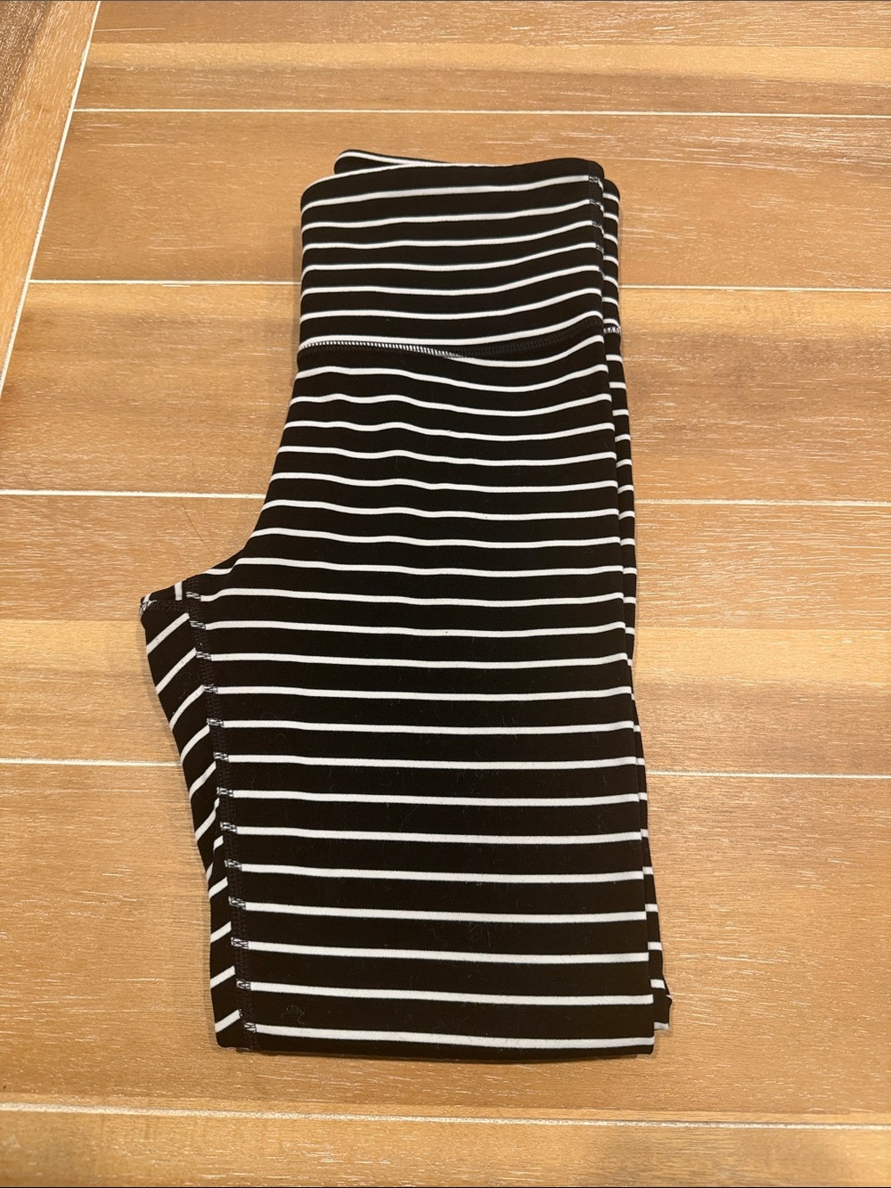 Athleta, Elation 7/8 Black and White Striped Leggings